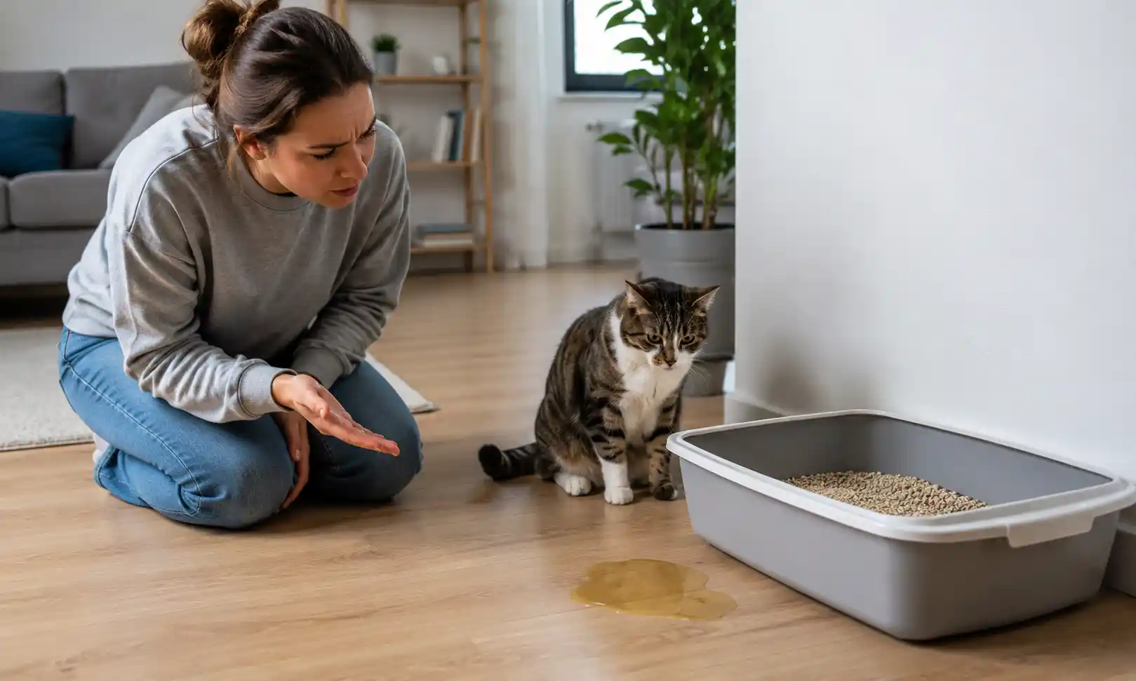 male cat peeing outside litter box